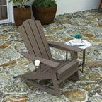 Merrick Lane Adirondack Chair with Cup Holder and Pull Out Ottoman, All-Weather HDPE Indoor/Outdoor Lounge Chair