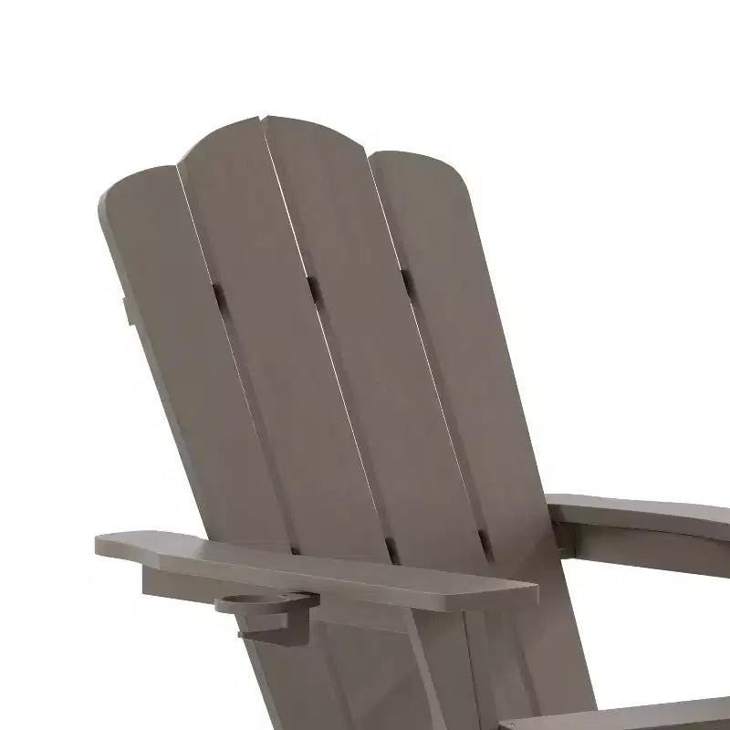 Merrick Lane Adirondack Chair with Cup Holder and Pull Out Ottoman, All-Weather HDPE Indoor/Outdoor Lounge Chair