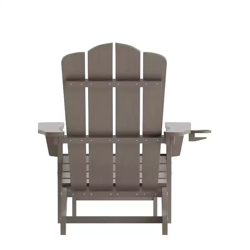 Merrick Lane Adirondack Chair with Cup Holder and Pull Out Ottoman, All-Weather HDPE Indoor/Outdoor Lounge Chair