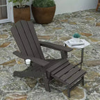 Merrick Lane Adirondack Chair with Cup Holder and Pull Out Ottoman, All-Weather HDPE Indoor/Outdoor Lounge Chair