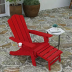 Merrick Lane Adirondack Chair with Cup Holder and Pull Out Ottoman, All-Weather HDPE Indoor/Outdoor Lounge Chair