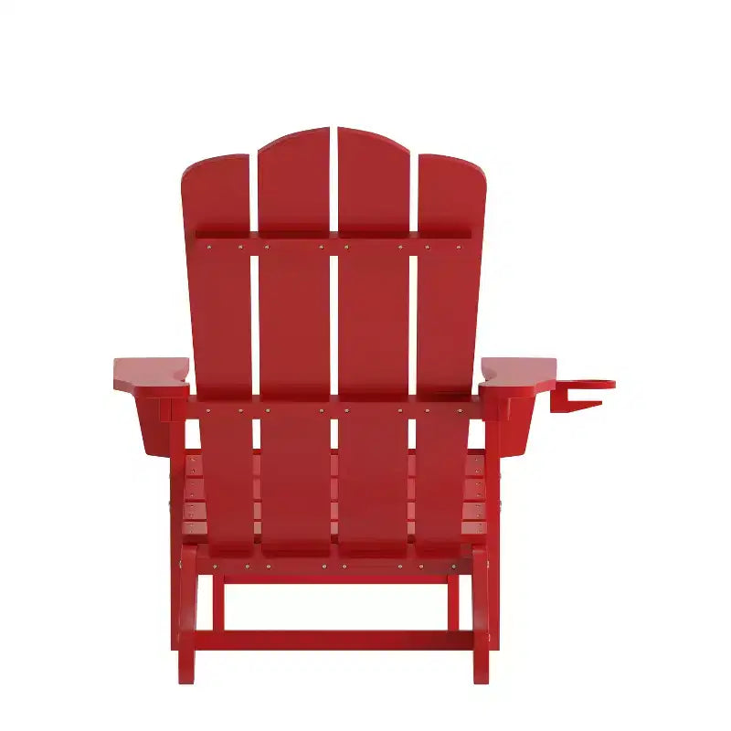Merrick Lane Adirondack Chair with Cup Holder and Pull Out Ottoman, All-Weather HDPE Indoor/Outdoor Lounge Chair