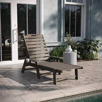 Emma and Oliver Poly Resin Adjustable Adirondack Lounger with Swivel Cup Holder for Indoor/Outdoor Use