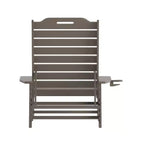 Emma and Oliver Poly Resin Adjustable Adirondack Lounger with Swivel Cup Holder for Indoor/Outdoor Use