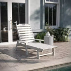Emma and Oliver Poly Resin Adjustable Adirondack Lounger with Swivel Cup Holder for Indoor/Outdoor Use