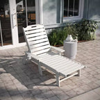 Emma and Oliver Poly Resin Adjustable Adirondack Lounger with Swivel Cup Holder for Indoor/Outdoor Use