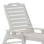 Emma and Oliver Poly Resin Adjustable Adirondack Lounger with Swivel Cup Holder for Indoor/Outdoor Use