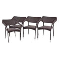 Emma and Oliver Modern All-Weather Patio Dining Chairs with Fade and Weather Resistant PE Rattan and Reinforced Steel Frame