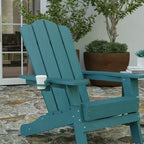 Merrick Lane Adirondack Chair with Cup Holder, Weather Resistant HDPE Adirondack Chair