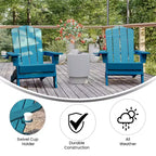 Merrick Lane Adirondack Chair with Cup Holder, Weather Resistant HDPE Adirondack Chair