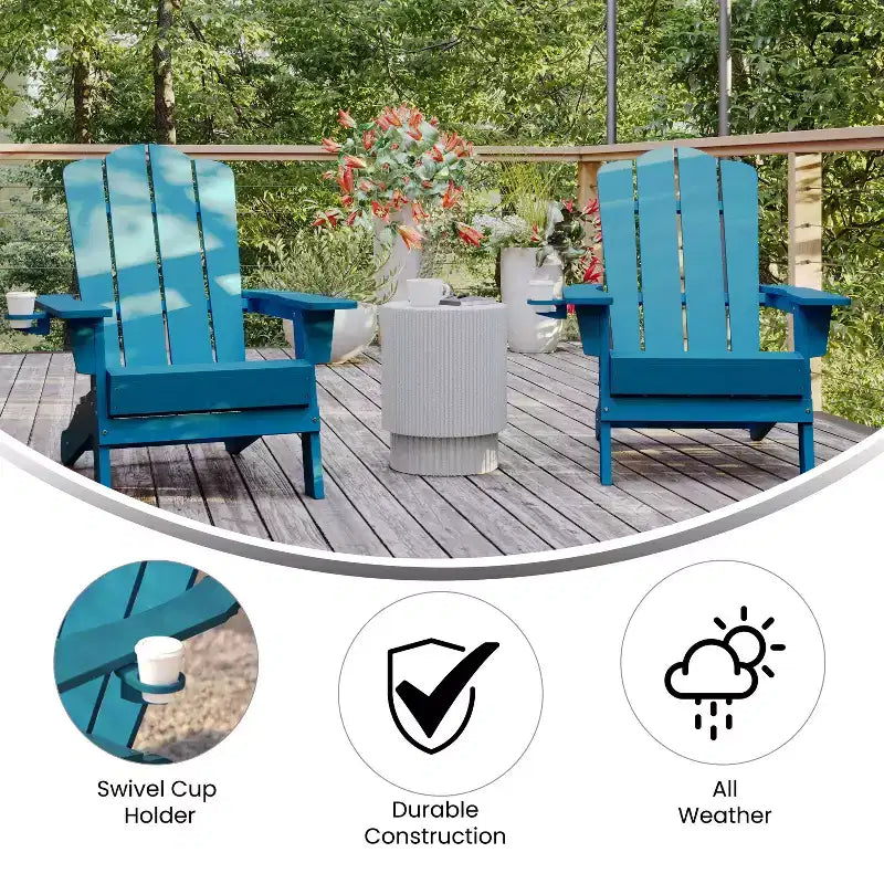 Merrick Lane Adirondack Chair with Cup Holder, Weather Resistant HDPE Adirondack Chair