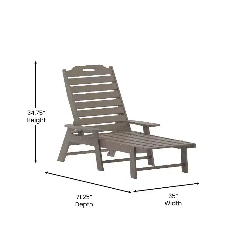 Sdraio regolabile Adirondack Merrick Lane Gaylord con portabicchieri - Sedia a sdraio in HDPE per interni/esterni resistente a tutte le stagioni