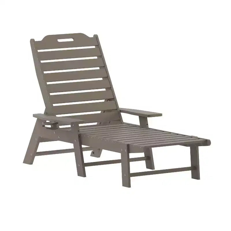 Sdraio regolabile Adirondack Merrick Lane Gaylord con portabicchieri - Sedia a sdraio in HDPE per interni/esterni resistente a tutte le stagioni