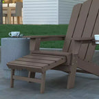 Emma and Oliver Adirondack Chair with Cup Holder and Pull Out Ottoman, All-Weather HDPE Indoor/Outdoor Lounge Chair