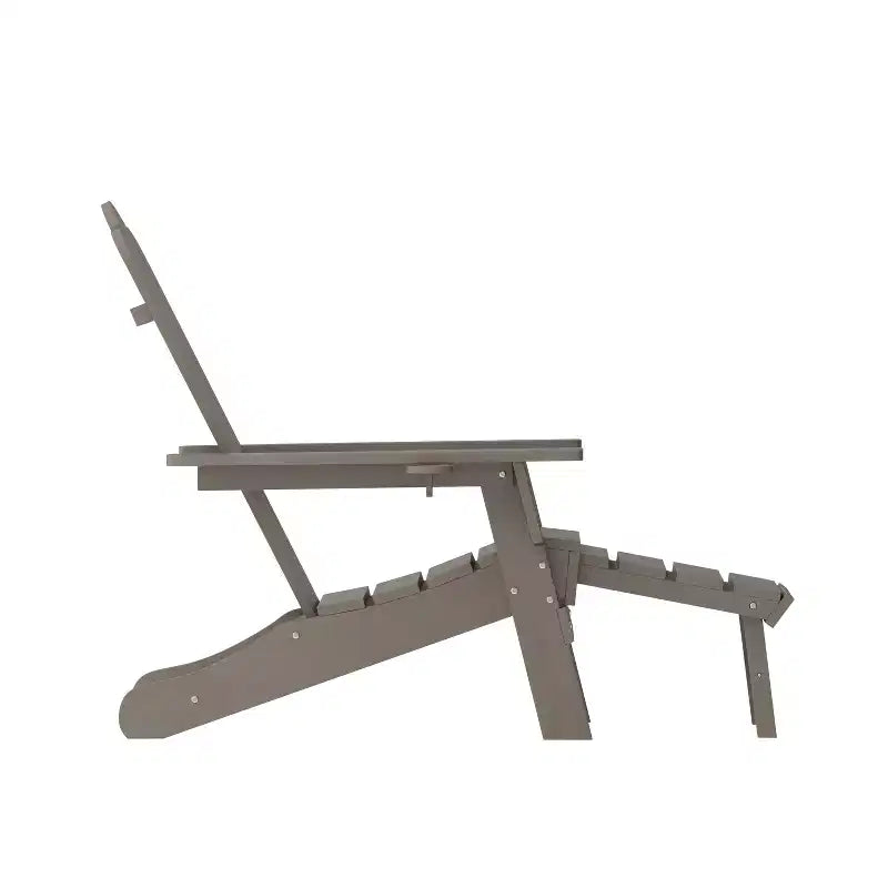 Emma and Oliver Adirondack Chair with Cup Holder and Pull Out Ottoman, All-Weather HDPE Indoor/Outdoor Lounge Chair