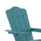 Emma and Oliver Adirondack Chair with Cup Holder and Pull Out Ottoman, All-Weather HDPE Indoor/Outdoor Lounge Chair
