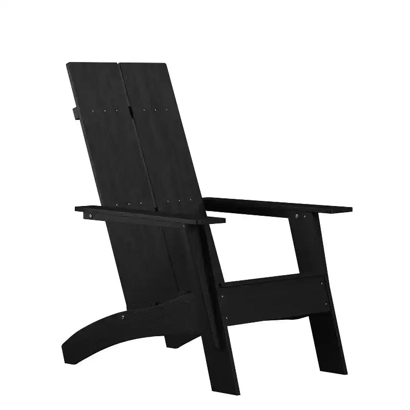 Emma and Oliver Set of 2 Modern All-Weather Poly Resin Adirondack Rocking Chairs with a Wood Burning Fire Pit for Outdoor Use