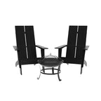 Emma and Oliver Set of 2 Modern All-Weather Poly Resin Adirondack Rocking Chairs with a Wood Burning Fire Pit for Outdoor Use