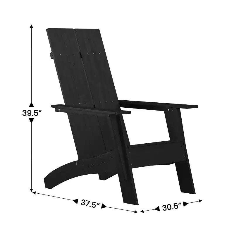 Emma and Oliver Set of 2 Modern All-Weather Poly Resin Adirondack Rocking Chairs with a Wood Burning Fire Pit for Outdoor Use
