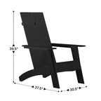 Emma and Oliver Set of 2 Modern All-Weather Poly Resin Adirondack Rocking Chairs with a Wood Burning Fire Pit for Outdoor Use