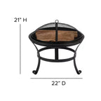 Emma and Oliver Set of 2 Modern All-Weather Poly Resin Adirondack Rocking Chairs with a Wood Burning Fire Pit for Outdoor Use