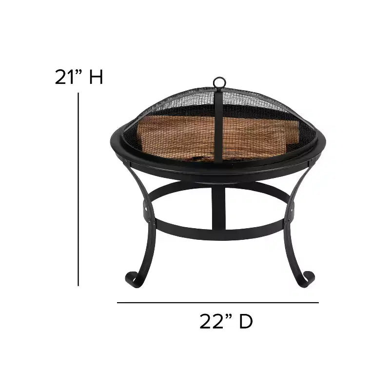 Emma and Oliver Set of 2 Modern All-Weather Poly Resin Adirondack Rocking Chairs with a Wood Burning Fire Pit for Outdoor Use