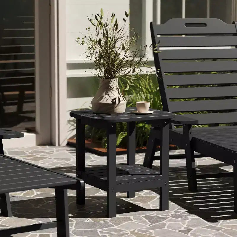 Merrick Lane 2-Tier Adirondack Side Table, All-Weather HDPE Indoor/Outdoor Accent Table