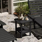 Merrick Lane 2-Tier Adirondack Side Table, All-Weather HDPE Indoor/Outdoor Accent Table