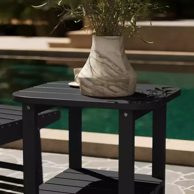 Merrick Lane 2-Tier Adirondack Side Table, All-Weather HDPE Indoor/Outdoor Accent Table