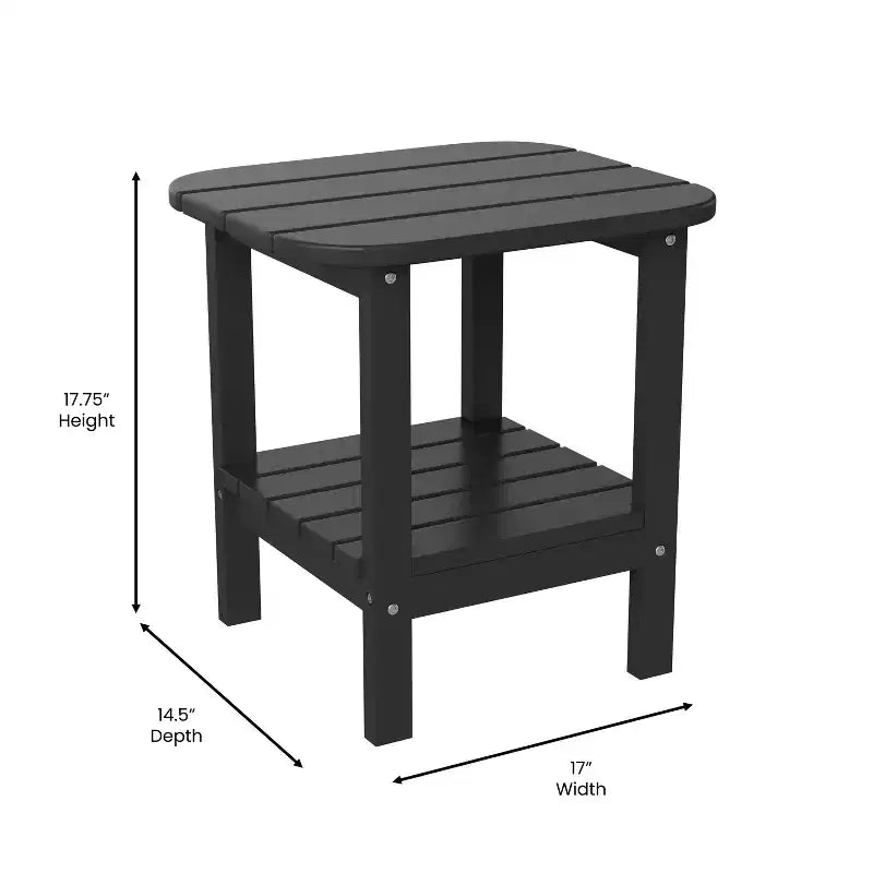 Merrick Lane 2-Tier Adirondack Side Table, All-Weather HDPE Indoor/Outdoor Accent Table