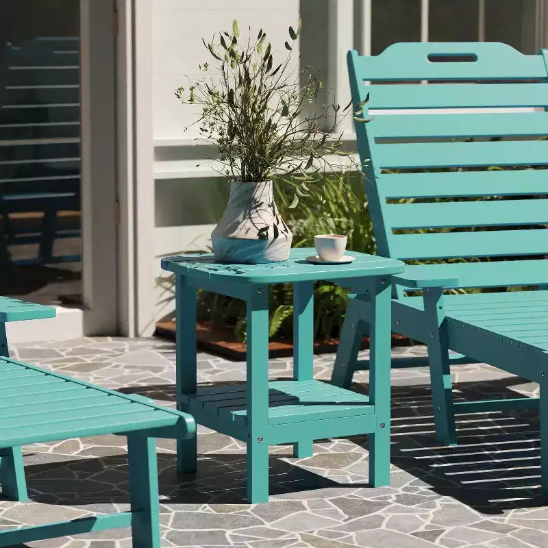 Merrick Lane 2-Tier Adirondack Side Table, All-Weather HDPE Indoor/Outdoor Accent Table