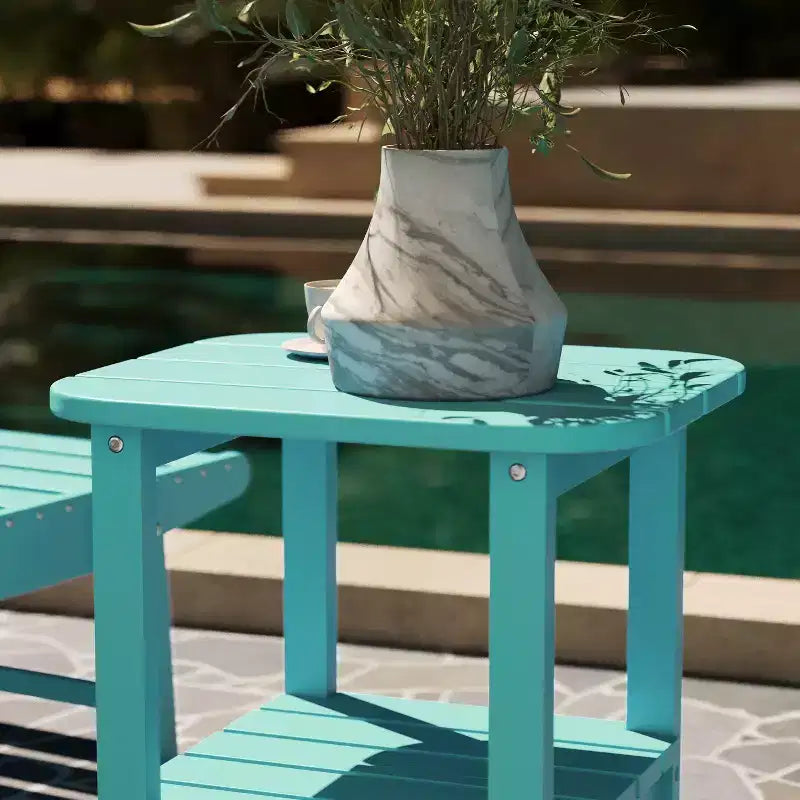 Merrick Lane 2-Tier Adirondack Side Table, All-Weather HDPE Indoor/Outdoor Accent Table