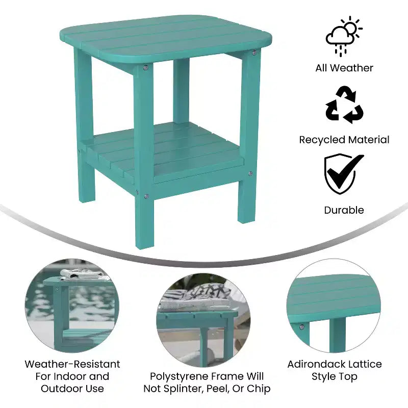 Merrick Lane 2-Tier Adirondack Side Table, All-Weather HDPE Indoor/Outdoor Accent Table