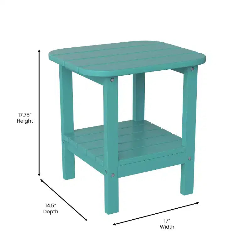 Merrick Lane 2-Tier Adirondack Side Table, All-Weather HDPE Indoor/Outdoor Accent Table