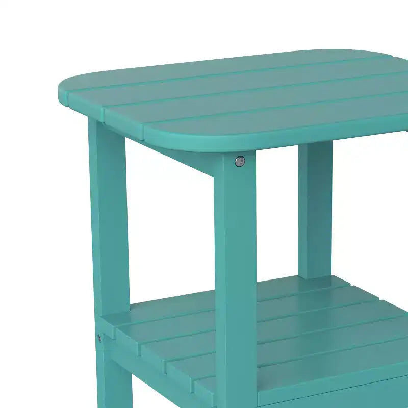 Merrick Lane 2-Tier Adirondack Side Table, All-Weather HDPE Indoor/Outdoor Accent Table