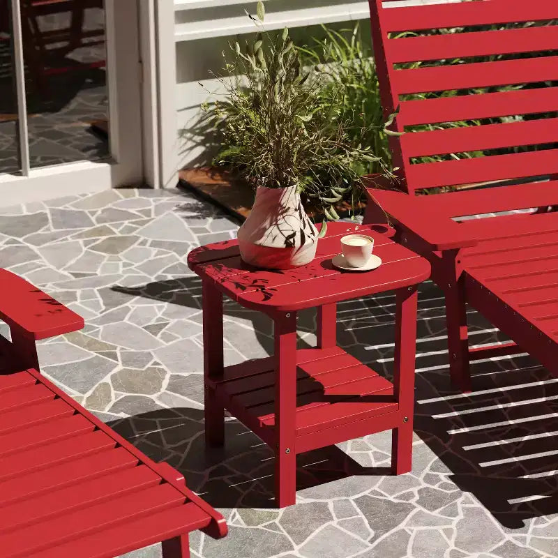 Merrick Lane 2-Tier Adirondack Side Table, All-Weather HDPE Indoor/Outdoor Accent Table