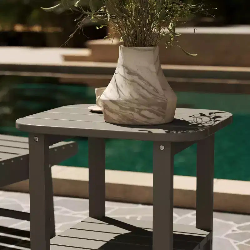 Merrick Lane 2-Tier Adirondack Side Table, All-Weather HDPE Indoor/Outdoor Accent Table