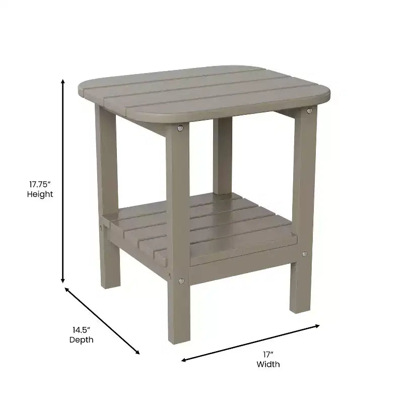 Merrick Lane 2-Tier Adirondack Side Table, All-Weather HDPE Indoor/Outdoor Accent Table