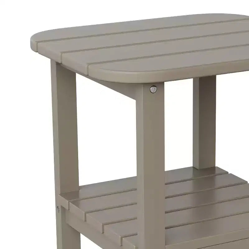 Merrick Lane 2-Tier Adirondack Side Table, All-Weather HDPE Indoor/Outdoor Accent Table