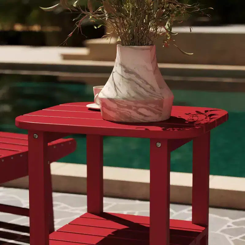 Merrick Lane 2-Tier Adirondack Side Table, All-Weather HDPE Indoor/Outdoor Accent Table
