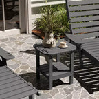 Merrick Lane 2-Tier Adirondack Side Table, All-Weather HDPE Indoor/Outdoor Accent Table