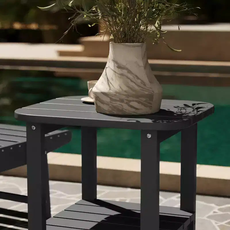 Merrick Lane 2-Tier Adirondack Side Table, All-Weather HDPE Indoor/Outdoor Accent Table