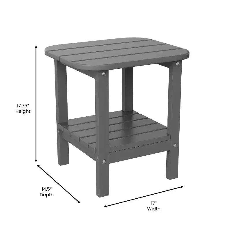 Merrick Lane 2-Tier Adirondack Side Table, All-Weather HDPE Indoor/Outdoor Accent Table