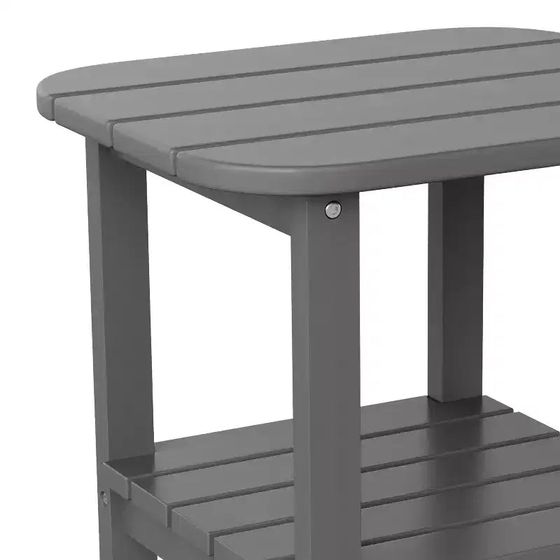 Merrick Lane 2-Tier Adirondack Side Table, All-Weather HDPE Indoor/Outdoor Accent Table