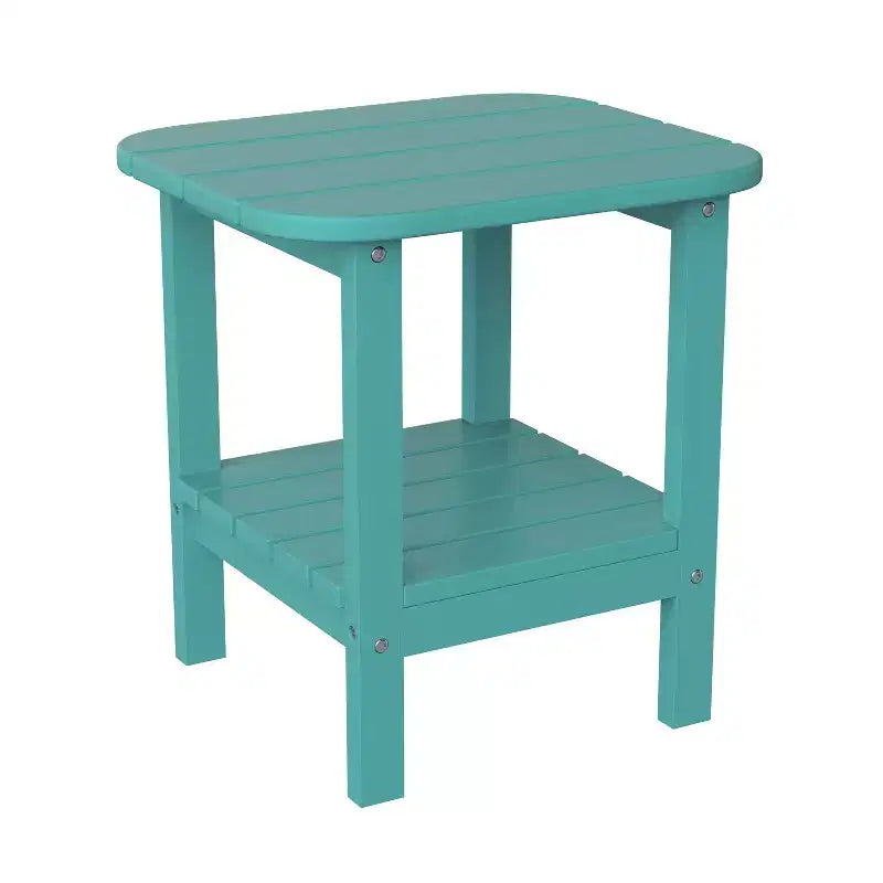 Merrick Lane Tavolino laterale Adirondack a 2 ripiani, Tavolino d'appoggio per interni/esterni in HDPE resistente a tutte le stagioni