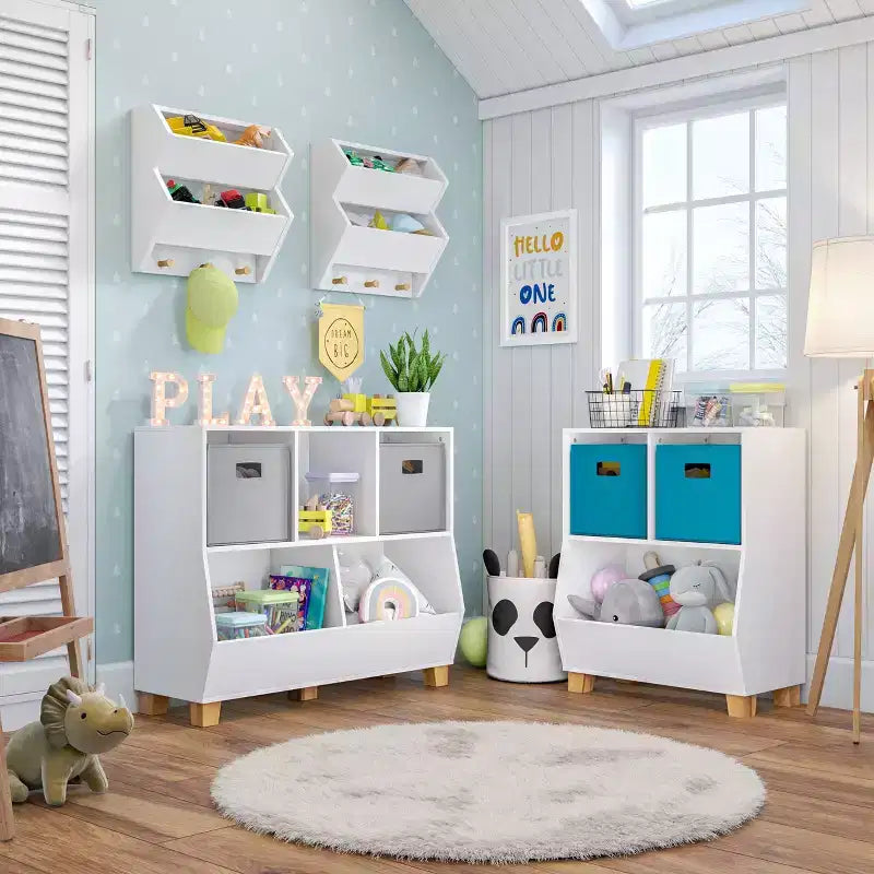 RiverRidge Kids' Catch-All 24 Toy Storage Organizer with 2 Cubbies and 2 Storage Compartments