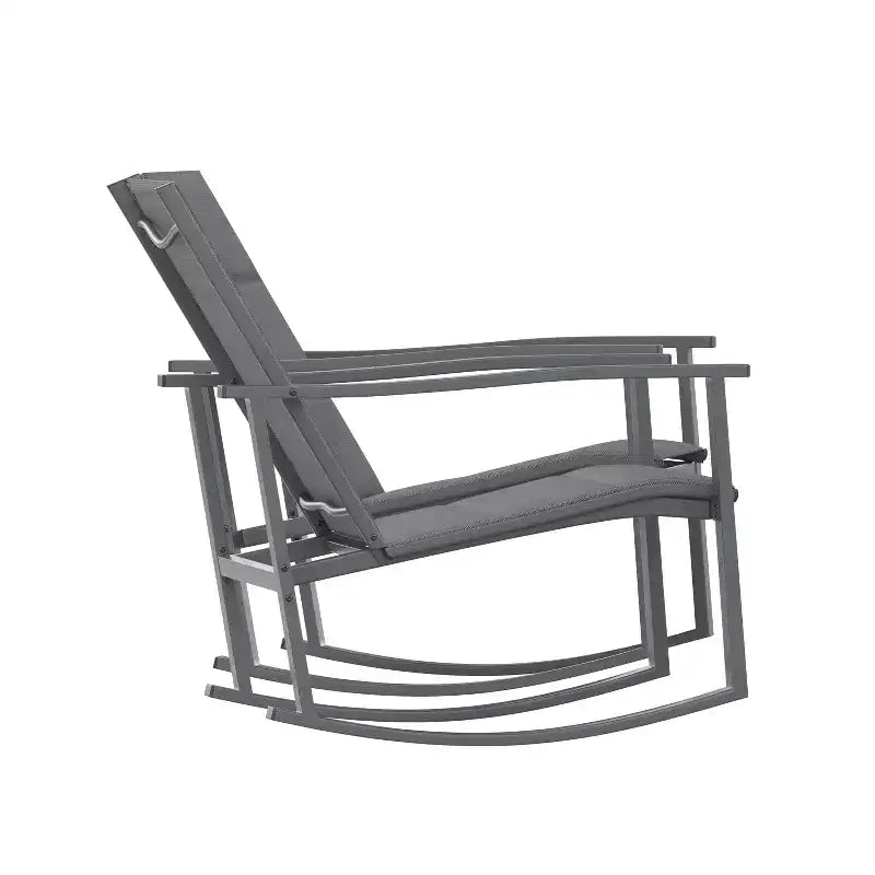 Flash Furniture Brazos Set of 2 Outdoor Rocking Chairs with Flex Comfort Material and Metal Frame