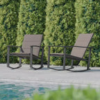 Flash Furniture Brazos Set of 2 Outdoor Rocking Chairs with Flex Comfort Material and Metal Frame