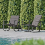 Flash Furniture Brazos Set of 2 Outdoor Rocking Chairs with Flex Comfort Material and Metal Frame