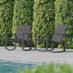 Flash Furniture Brazos Set of 2 Outdoor Rocking Chairs with Flex Comfort Material and Metal Frame